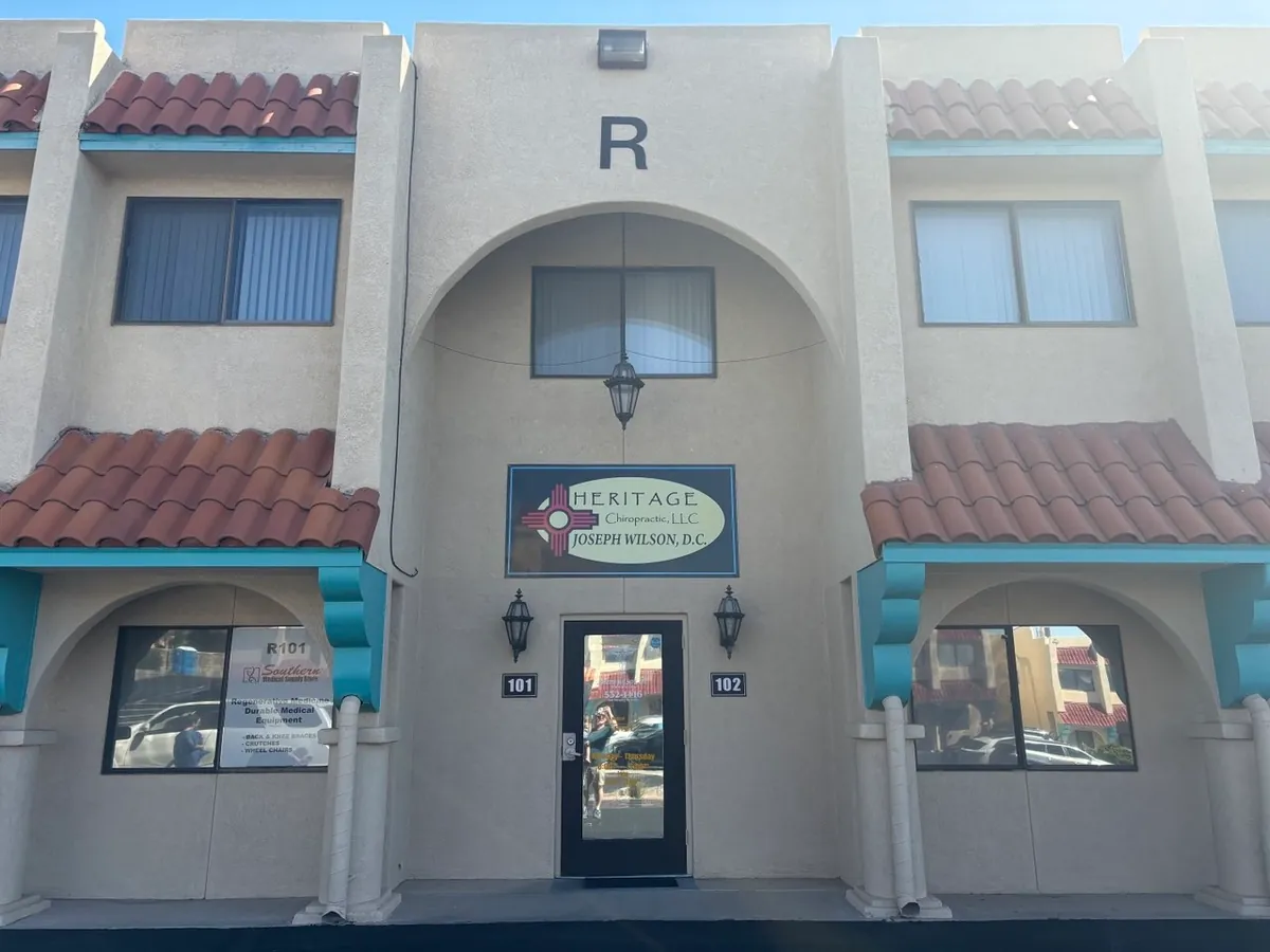 The Heritage Chiropractic entrance at Telshor Tower Plaza, Las Cruces